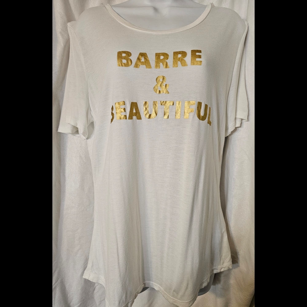 Sam Edelman White Tee with Gold Lettering- Barre & Beautiful- XL